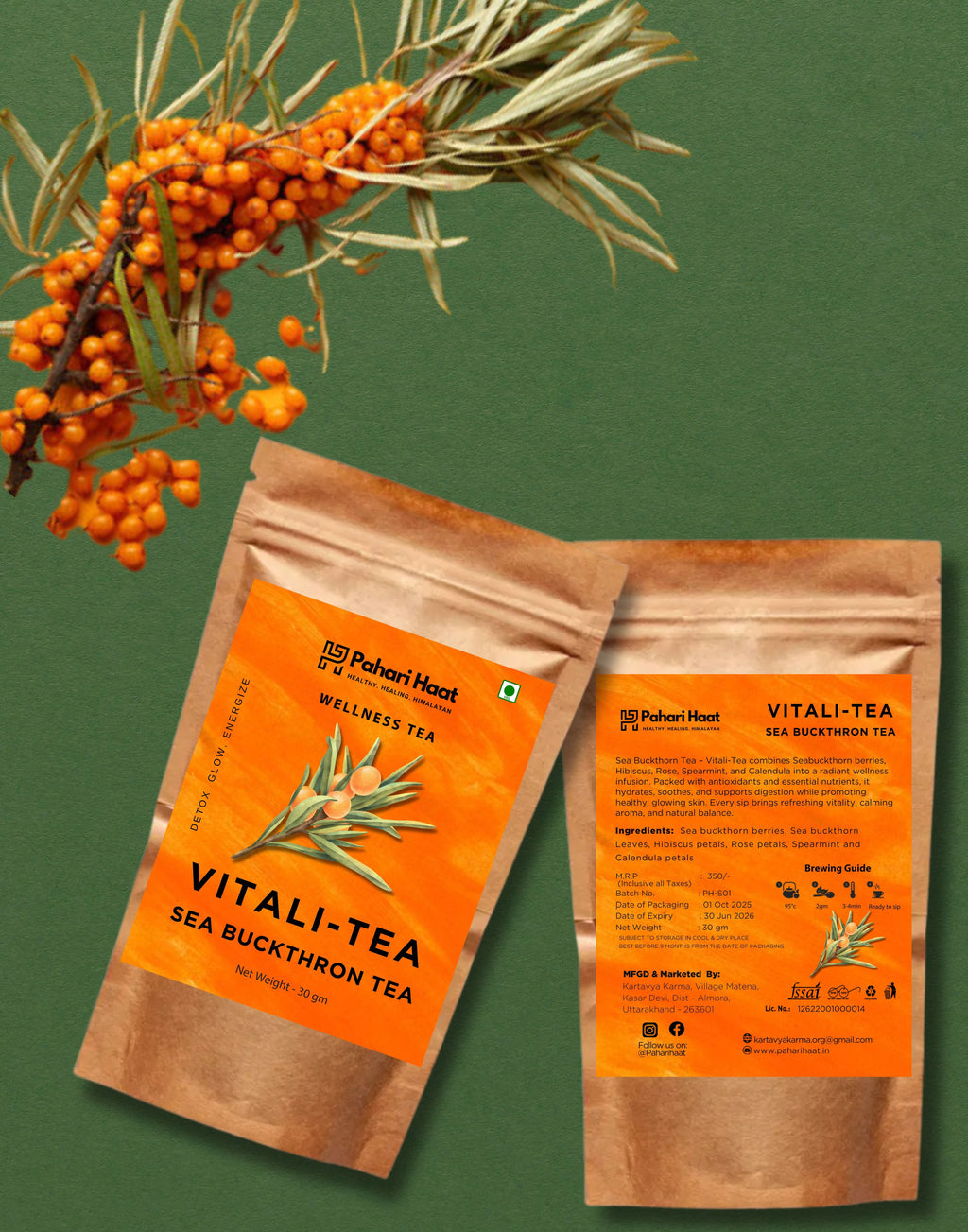 Himalayan sea buckthorn tea dried berries and leaves
