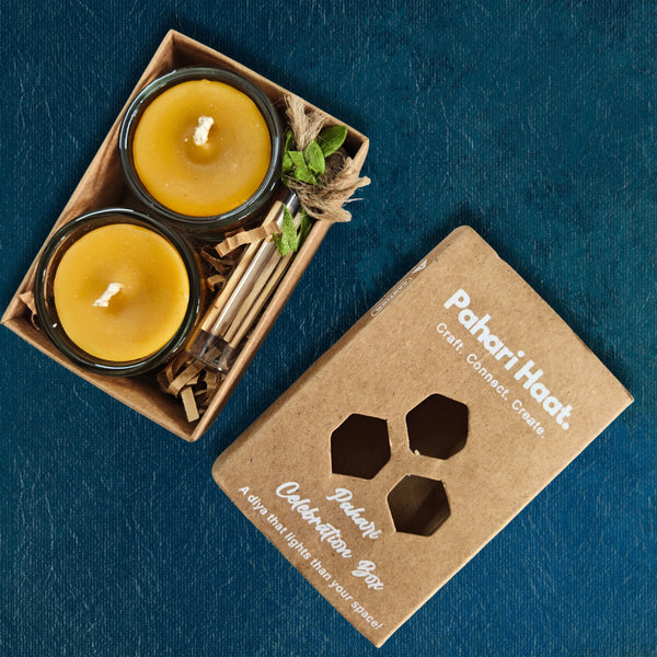 Pure Beeswax Tealight Gift Box by Pahari Haat — handcrafted eco-friendly candle set.