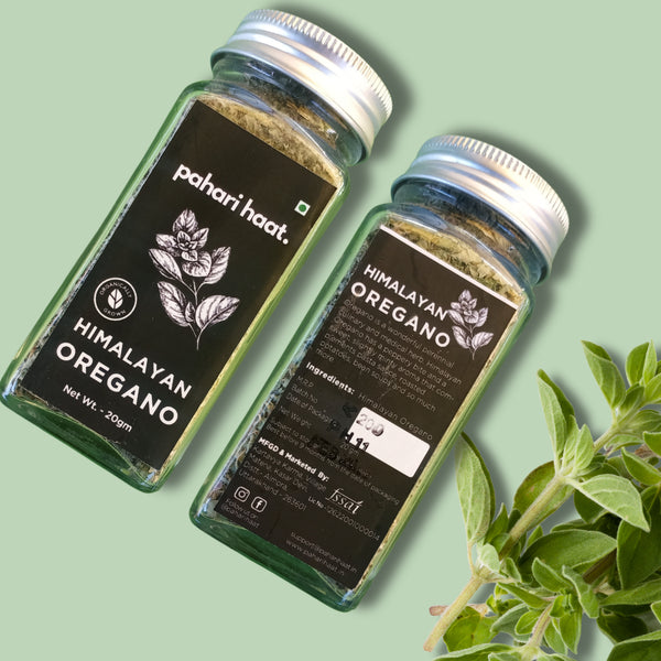 Oregano sprinkled on soups, curries, and roasted dishes — Himalayan culinary herb for flavor.
