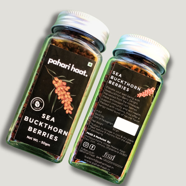 Close-up of Sea Buckthorn Berries — natural Himalayan antioxidant and immunity-boosting superfood.