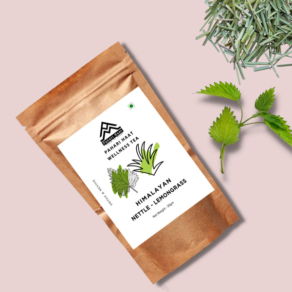 Himalayan herbal tea enjoyed in a calm setting — balancing body and mind with nettle and lemongrass.