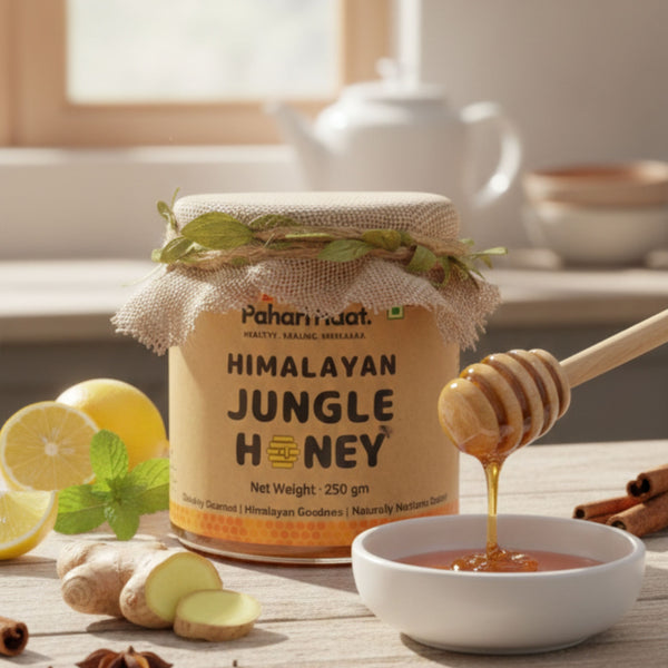 Himalayan jungle honey dark amber colour — high polyphenol raw honey India