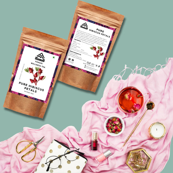 Pure Himalayan Hibiscus Petals by Pahari Haat — handcrafted herbal tea connecting nature and wellness.
