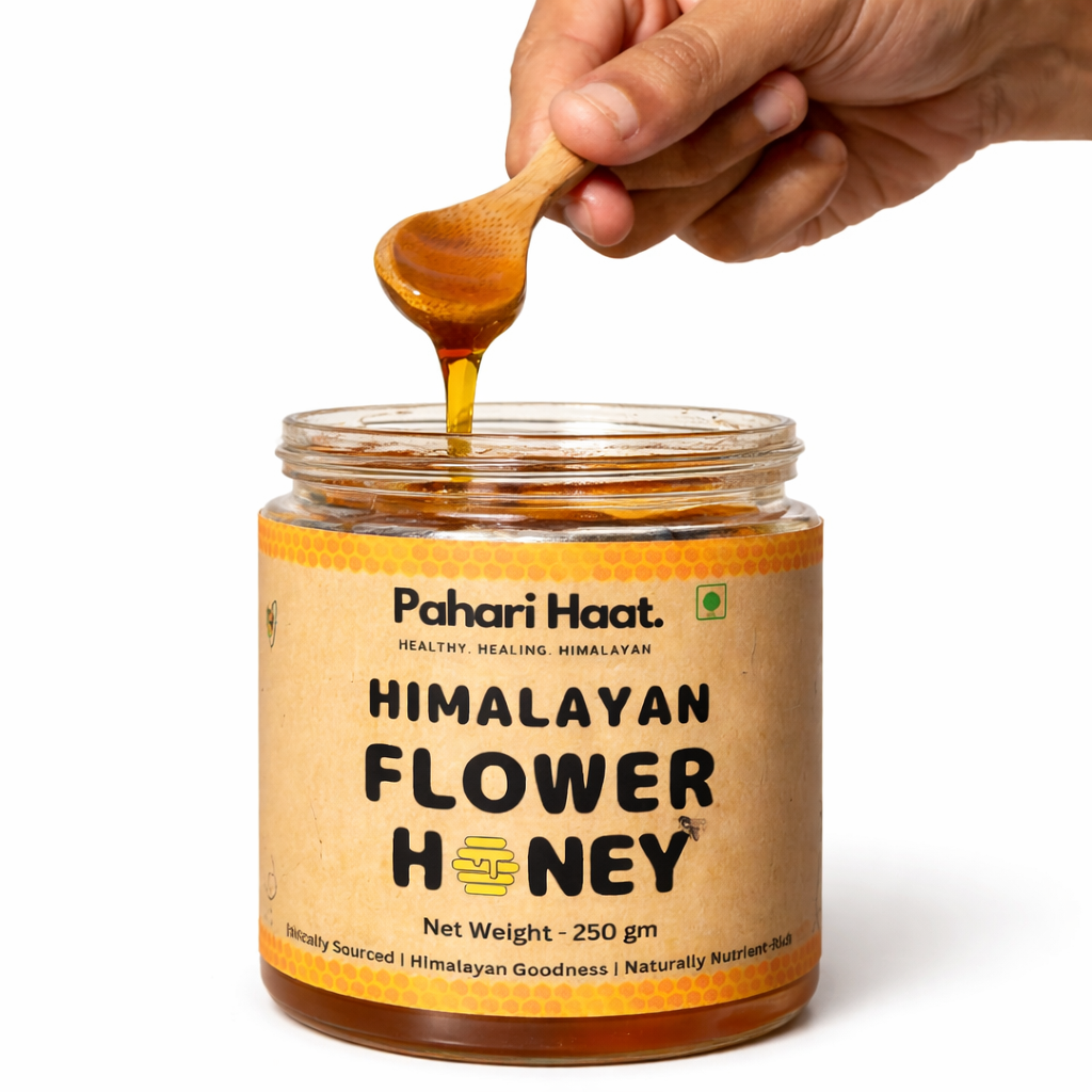 Raw Himalayan jungle honey in glass jar — 100% pure unprocessed honey by Pahari Haat