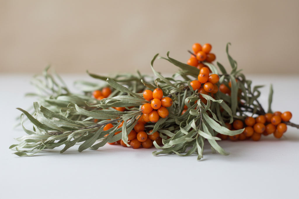 Dried sea buckthorn leaves wholesale bulk supplier Pahari Haat Hippophae rhamnoides Ladakh Uttarakhand B2B