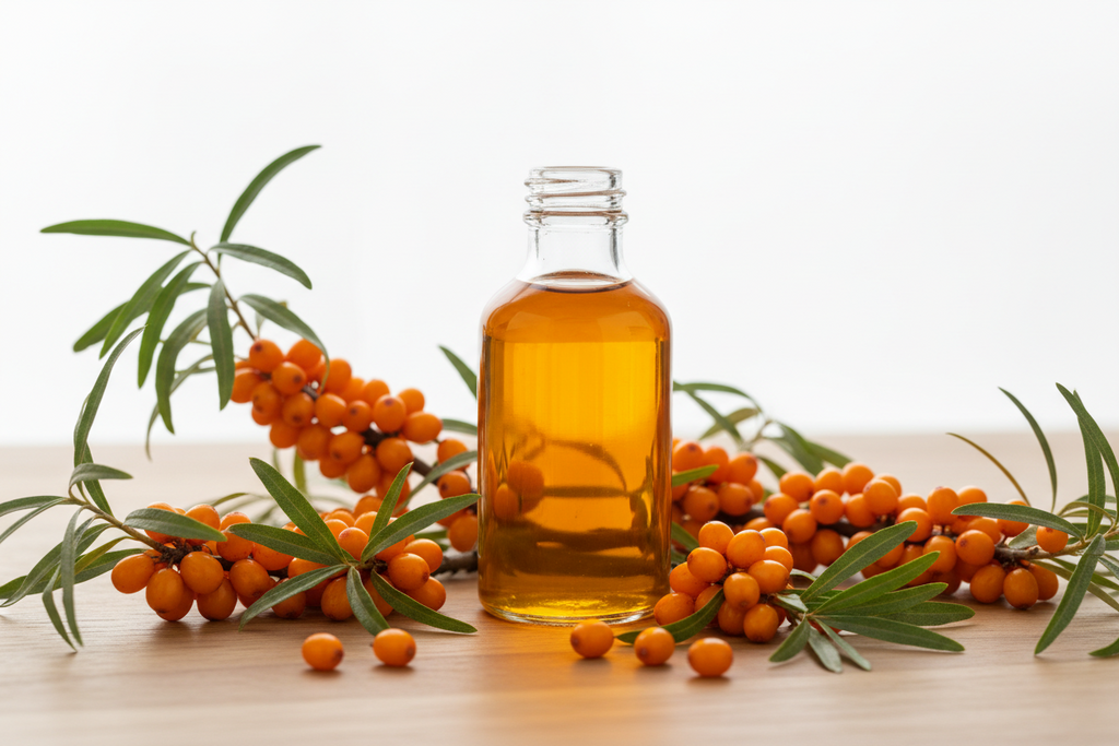 Sea buckthorn oil benefits for glowing skin with deep orange berry oil