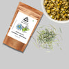 Himalayan Chamomile Tea enjoyed before bedtime — soothing caffeine-free drink for relaxation.