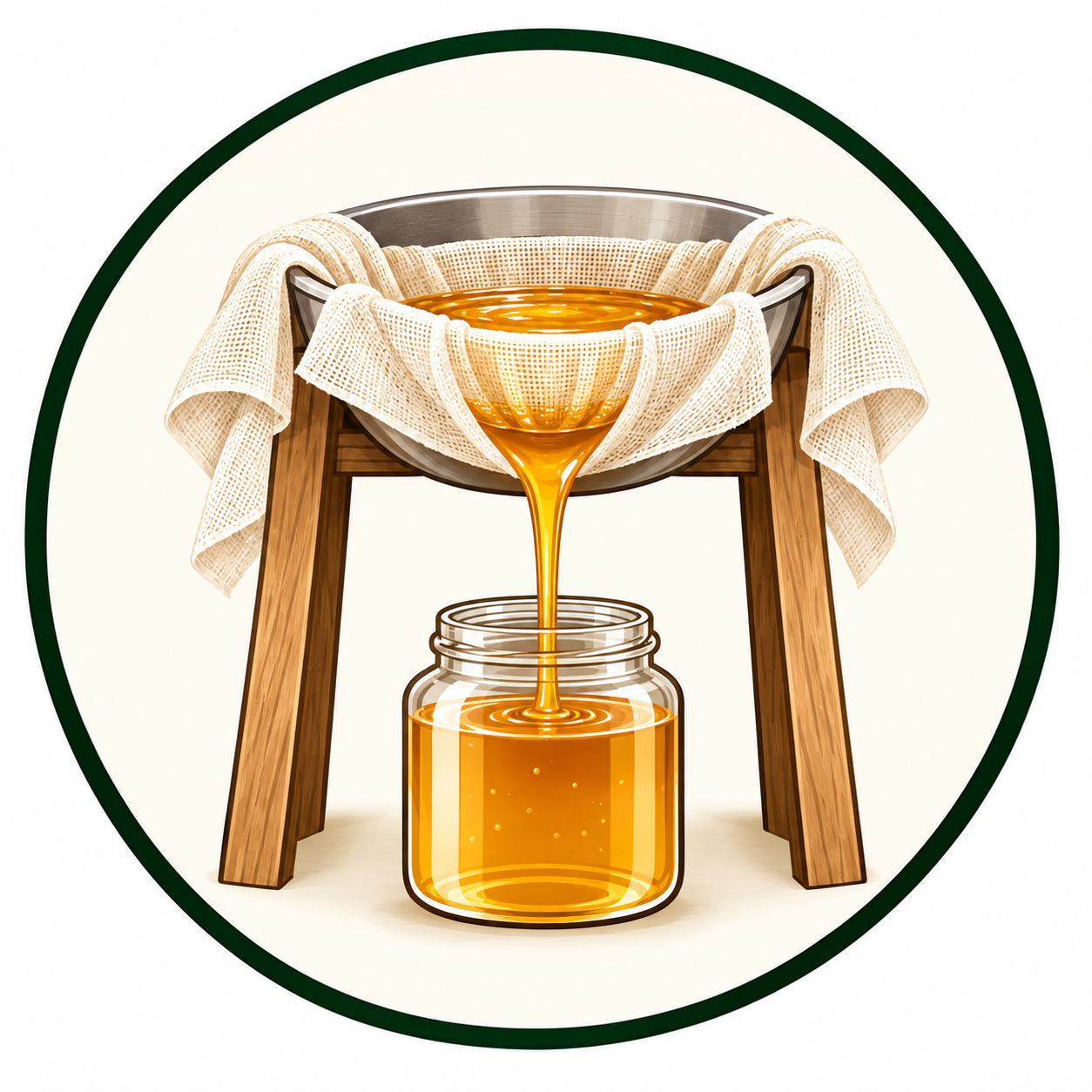 Strain — honey filtered through cloth